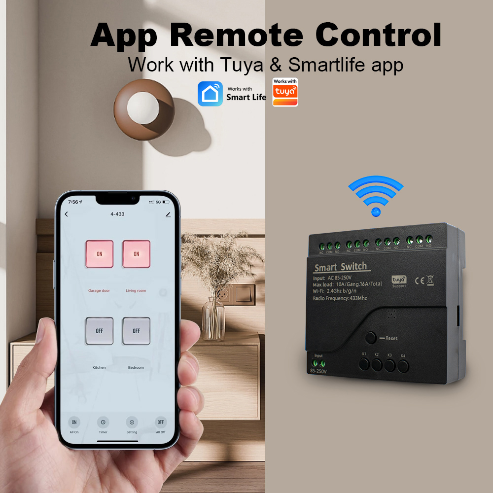 New 4CH Motor Smart Switch WIF - Tuya 4 Channel recension och pris