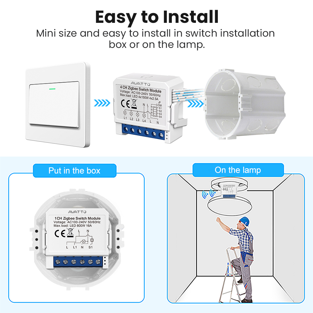 AVATTO ZigBee Tuya 1/2/3/4 Gan - Tuya 4 Channel recension och pris