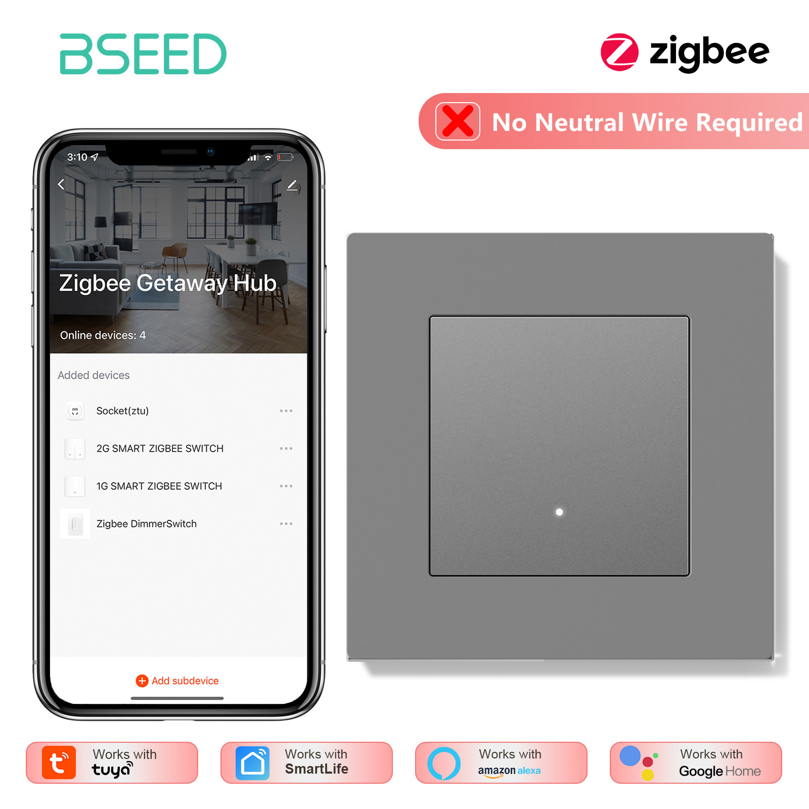BSEED 1/2/3/4Gang Zigbee Light - Tuya 4 Channel recension och pris