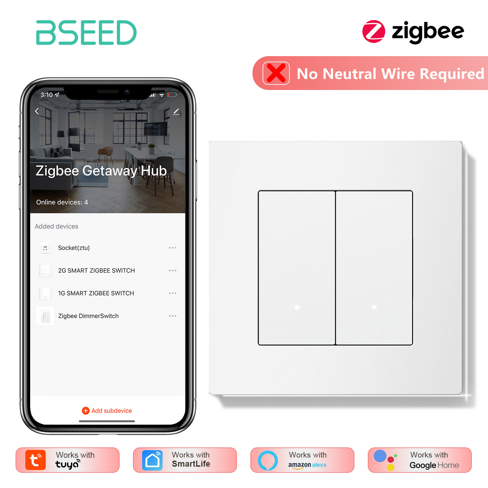 BSEED 1/2/3/4Gang Zigbee Light - Tuya 4 Channel recension och pris